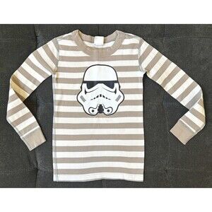 Hanna Andersson Boys Star Wars Stormtrooper Pajama Top Only Striped Gray/White 5